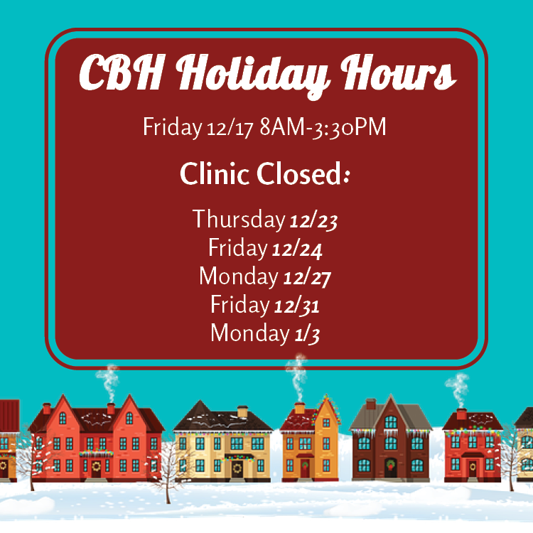 Image with the updated Covered Bridge Healthcare Holiday Hours